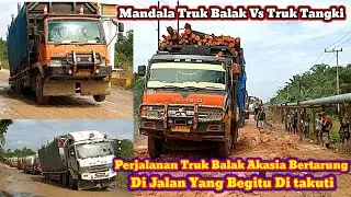 Betarung Di Jalan Yang Behitu Dit Takuti !! Truk Balak Akadia Vs Truk Tangki CPO
