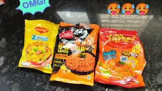 3 Maggi Mix Challenge 🍜 | Spicy + Normal Combo Taste Test🥵🥵🥵