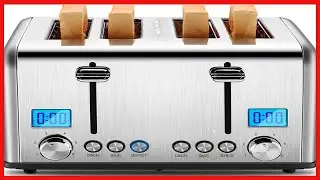 Bon produit -  Grille-pain REDMOND 4 tranches, grille-pain compte &agrave; rebours en acier inoxydable avec