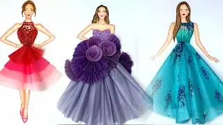 4 Tissue Paper Dress Designs | Fashion Illustration | Dress Design Art