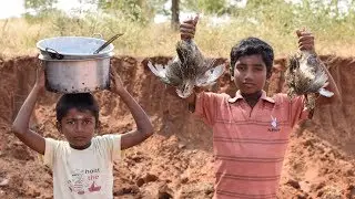 Primitive Culture Fried Whole Quail Birds in Amazing Forest | Wild Food
