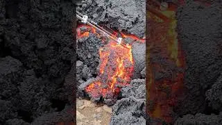 LAVA SCIENCE: The Penetration Test, Iceland Eruption, 2023 #lava #viral #iceland #volcano