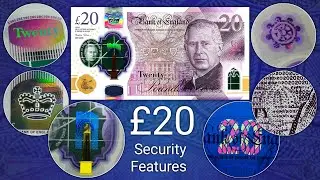 Элементы защиты банкноты достоинством 20 фунтов стерлингов