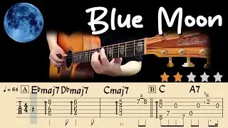 💖Blue Moon | Easy & Romantic Jazz Fingerstyle Guitar Tutorial | Simple TAB