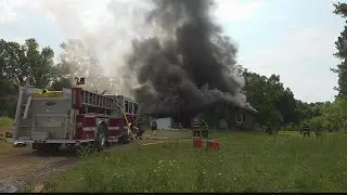Monrovia Volunteer Fire/Rescue perform live fire demonstration on donated house
