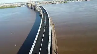 The construction of the New Demerara Harbour Bridge. 