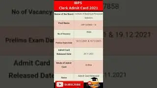 IBPS Clerk Prelims Admit Card 2021 Download | #IBPS #Clerk #Prelims #AdmitCard 2021