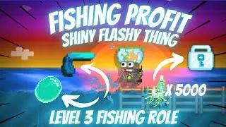 FISHING PROFIT - SHINY FLASHY THING BAIT / LEVEL 3 FISHING ROLE (AQUAMARINE STONE) I Growtopia