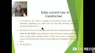Losses in Transformer and Efficiency