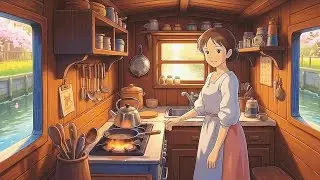A Peaceful Life on a Floating Boat Home🏡🌊|| Ghibli Inspired Cozy Family|| Ghibli Style Video 