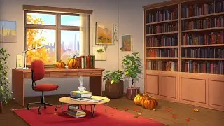 Sunlit Anime Study Room 🍂 Lofi Home Office 📚 Autumn Serenity [study/relax]