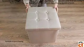 Axooms Foldable Storage Ottoman Cube &ndash; Grey Padded Seat & Organizer Box | #axooms