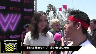 Britt Baron talks fighting in a club at the Glow season 2 premiere at Muscle Beach.