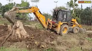 Escorts Dozer - JCB - Dozer Pulling Tree Roots
