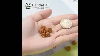 Pave Disco Ball Beads, Polymer Clay Rhinestone Beads, Round, Topaz, 10mm #jewelry