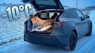 Sleeping in the 2026 Tesla Model Y Standard at -10°C