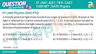 IIT JAM 2022 PYQ | A linearly polarised light beam travels from origin to point A (1,0,0). | PrepKit