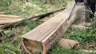 Making blocks from the hardest wood in the Sumatra forests