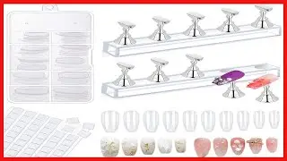 Acrylic Nail Holder Stands, Flasoo Magnetic Press on Nail Practice Stands Set Including Nail Tip