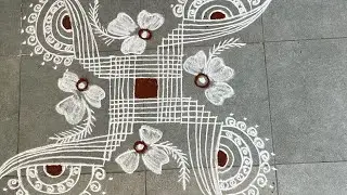 Weekend special classy Rangoli# 4+4 kolam Rangoli #muggulu #dialyrangoli
