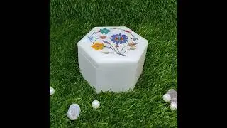 Marble Box Vintage Malachite Lapiz Stone Inlaid Jewelry Box #carving