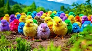 World Cute Chickens, Colorful Chickens, Rainbows Chickens, Cute Ducks, Rabbit, Cute Animals #817