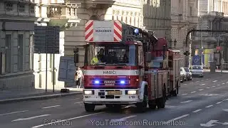 Prague Fire Dept. station 1 - 2 engines & spare/ station 11 ladder responding [CZ | 30.6.2020]