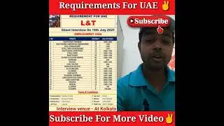 L&T - UAE ✌️✌️ || Requirements for UAE #job #l&t #dubaijob