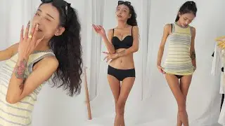 6 Spice Girls Clashing Striped Knit Vest Sexy Wrap Skirt