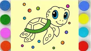 Рисование песком: милая черепашка 🐢 | Красочное и простое рисование песком для детей