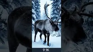 Reindeer Walking in Snow | 4K Winter Wildlife Video