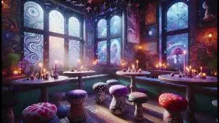 Cafe Music with a Metaphysical Purple Fractal Cafe Background / Wallpaper