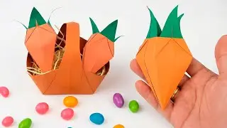 Easter Carrot Origami Box (No Scissors, No Glue)