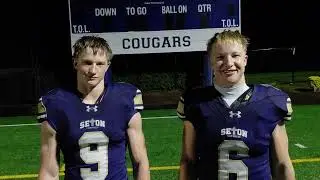 Seton Catholic players Cole Sullivan and Caden Sullivan talk about a win over Kalama