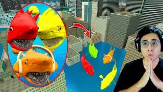 Un DRON capta a los MEGALODONES SPRUNKI en la ciudad inundada (Garry's mod)