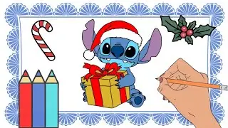 COMO DIBUJAR A STITCH NAVIDEÑO 🎄