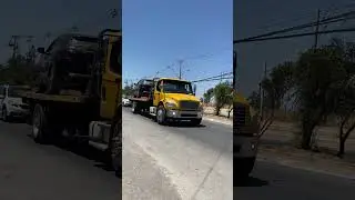 Cami&oacute;n gr&uacute;a freightliner m2 106 busines class con bocina de tren salud&aacute;ndome (parte 1)