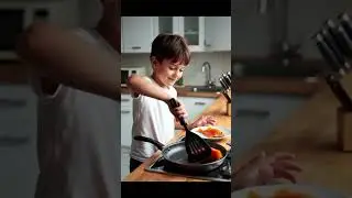 Cute kid cooking fish 🐟 #fish #cooking #food #ytshort #video #fishfood #reels