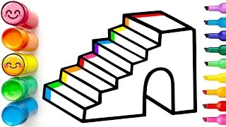 How to Draw a Colorful Staircase | Easy Step by Step Tutorial