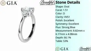 2-Carat Oval-Cut 3-Stone Diamond Ring in 18K White Gold