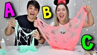 DESAFIO SLIME EM ORDEM ALFAB&Eacute;TICA ! CanalKids Tata vs Henrique Making Slime in Alphabetical Order!!!
