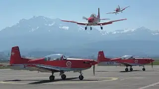 [4K] Awesome Pilatus PC-7 | Landings + Touch and Go  | Airbase Emmen 2025🇨🇭