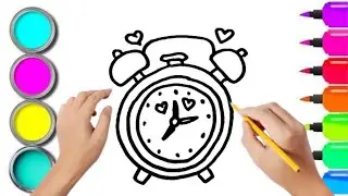 How To Draw cute Clock Drawing, Painting & Coloring For Kids and Toddlers_ Child Art 🐋🌈🎨