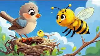 Sparrow and Bee Cartoon 🐦🐝 | Friendship Nursery Rhyme for Kids |Cute Animal Song for Children 🌸