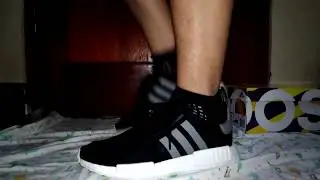 ADIDAS NMD BLACK CHARCOAL ON FEET