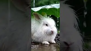 Bunny Under a Leaf. #relax #rainsounds #rain #bunny