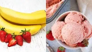 Strawberry Ice-Cream- Homemade Banana Strawberry Ice-Cream.