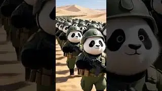 Panda Army Marching! #panda #army #funny #ai #soldier #desert #military
