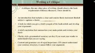 How to Write a Critique