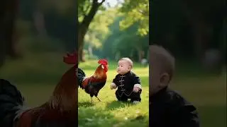 Chicken and baby fight #shortvideo #shortsfeed #cute #baby